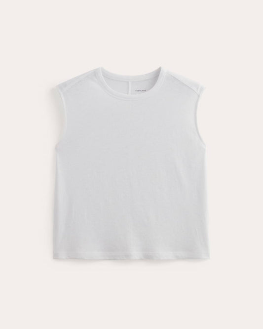 The Muscle Tee in Cotton Linen | White