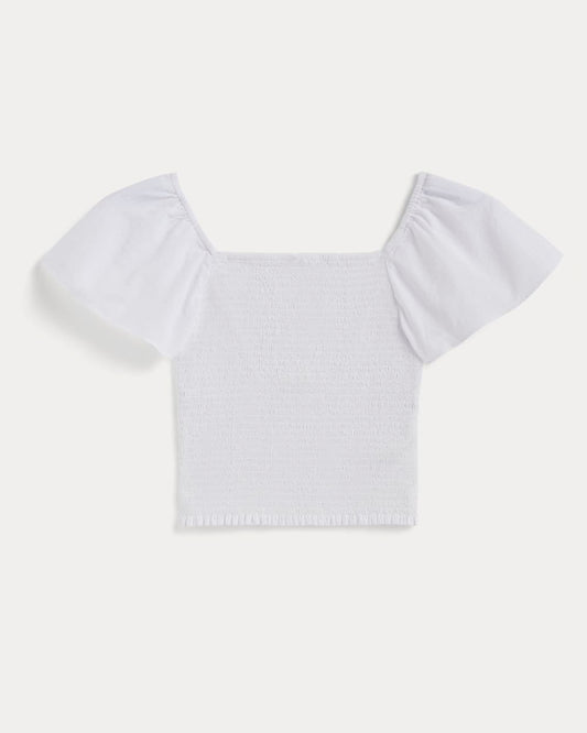 The Gauze Smocked Top | White