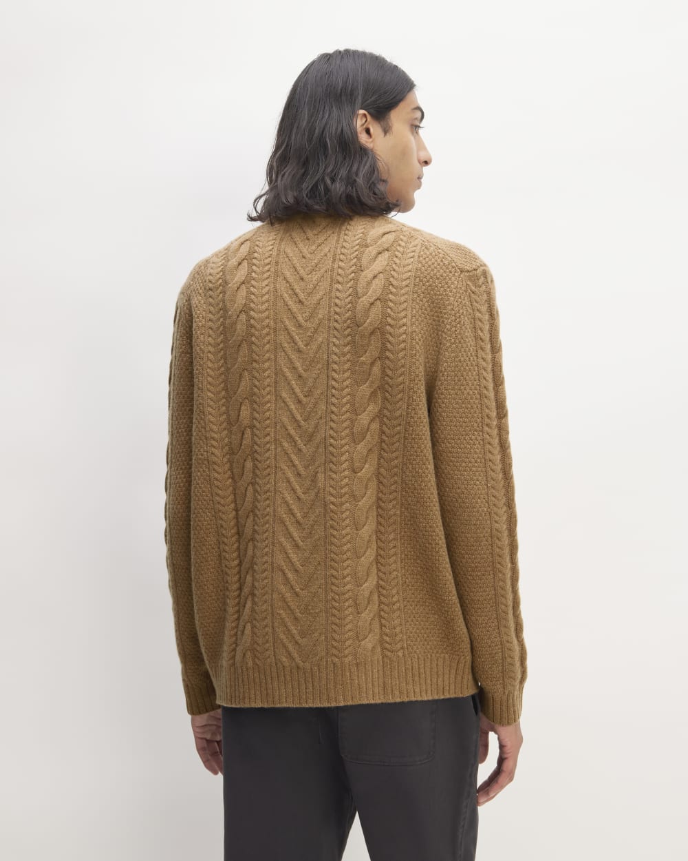 The Felted Merino Cable-Knit Crew | Deep Camel