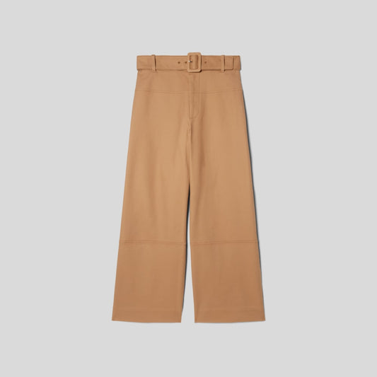 The Structured Cotton Belted Pant | Toasted Coconut