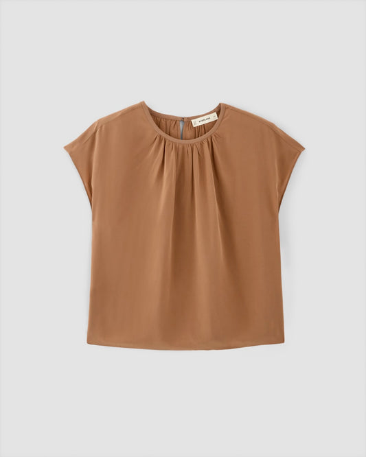 The Gathered Neck Top | Carob Brown