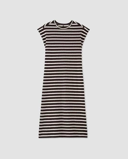 The Muscle Tee Midi Dress | Black / Bone