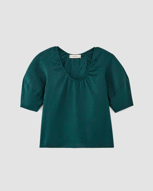 The Scoop Top in Linen | Dark Sea