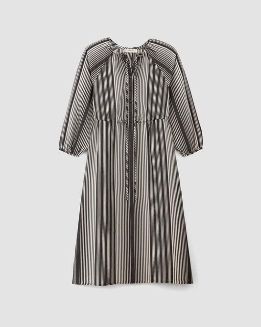 The TENCEL™ Gathered Maxi Dress | Black / Bone