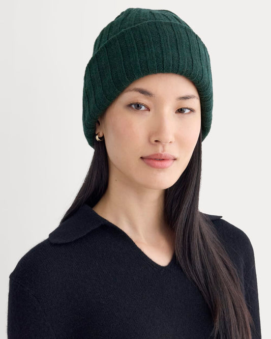 Chunky Ribbed Beanie | Heathered Dark Sea