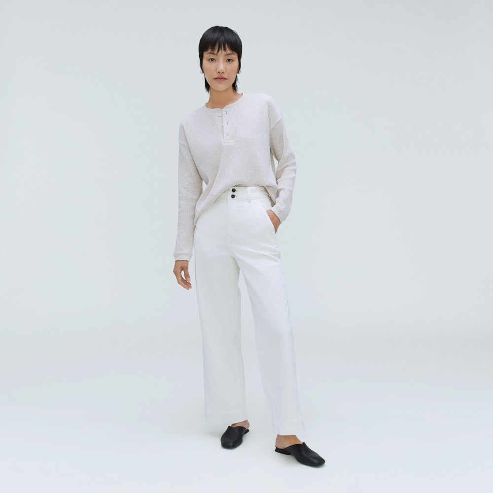 The Organic Cotton Waffle Henley | Heathered Tan