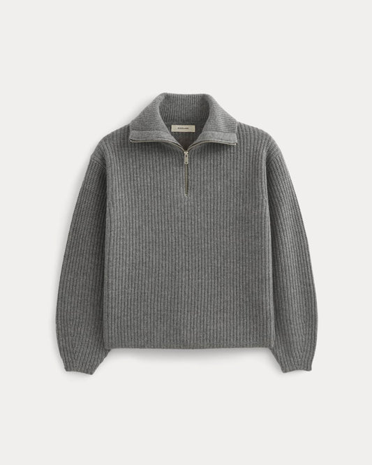 The Half-Zip Sweater in Luxe Merino | Heathered Mid-Grey