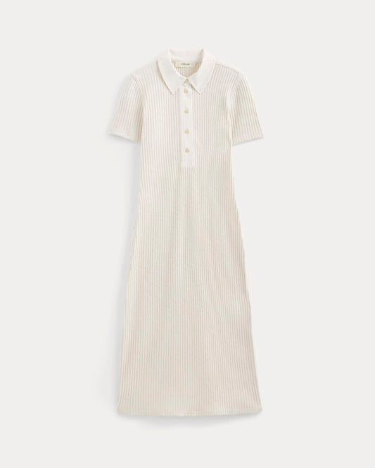 The Cozy Rib Polo Dress | Bone