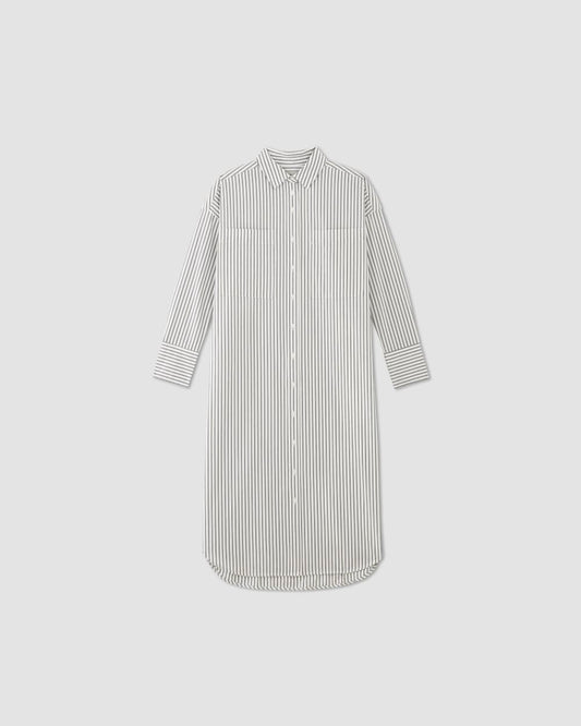 The Midi Cotton Shirt Dress | Bone / Navy