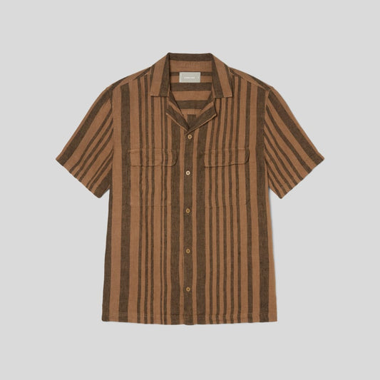 The Resort Shirt in Linen | Toasted Coconut / Black