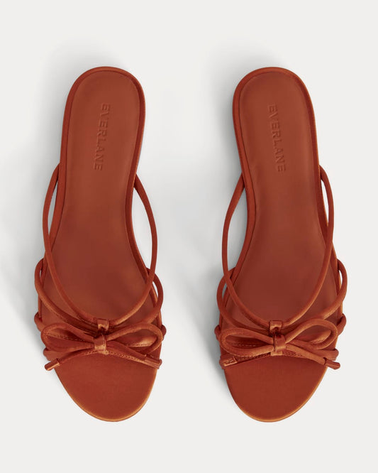 The Bow Sandal | Deep Amber Satin