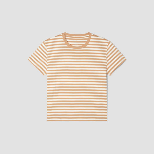 The Box-Cut Tee in Essential Cotton | Caramel / Canvas Tan | No Pocket