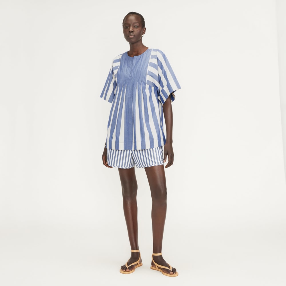 The Poplin Tunic | Mazarine Blue / Bone