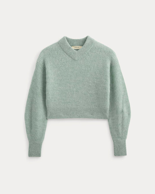 Cropped Cocoon Sweater in Alpaca | Heather Gray Mist