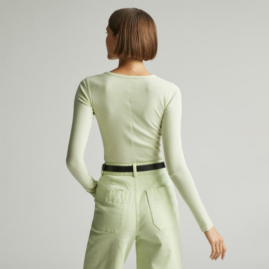 The Pima Micro-Rib Long-Sleeve Crew | Seafoam Green