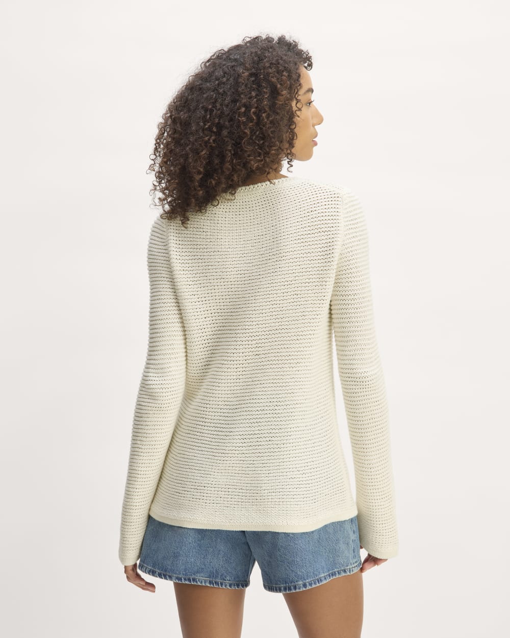 The Organic Cotton Open-Stitch Crew | Bone