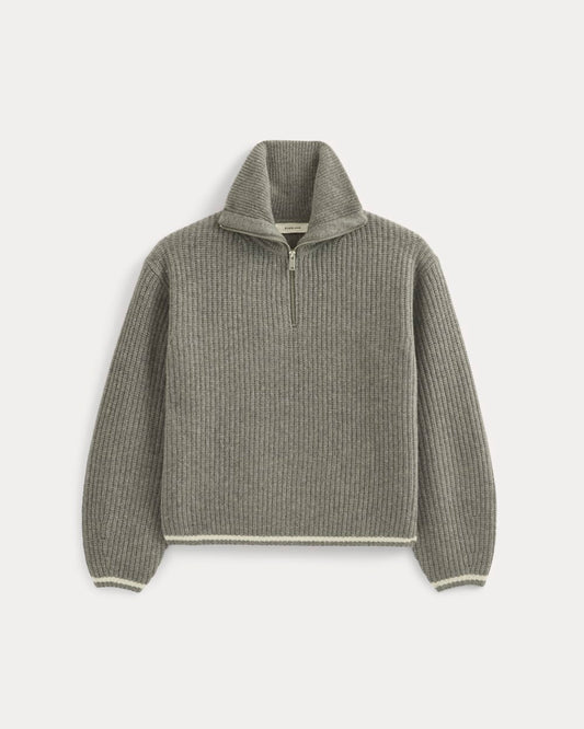 The Half-Zip Sweater in Luxe Merino | Heathered Grey
