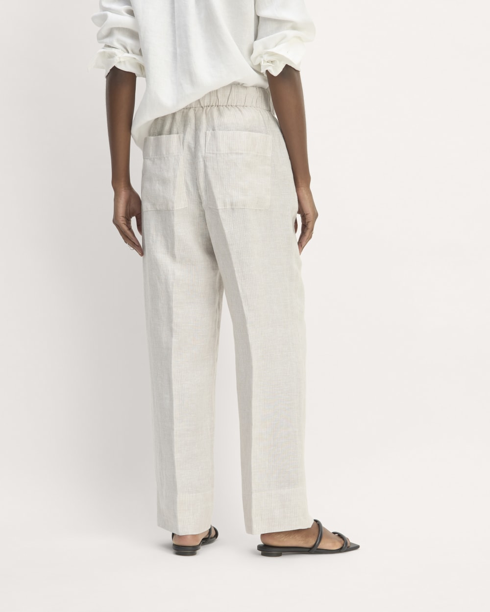 The Linen Easy Pant | Stone / White