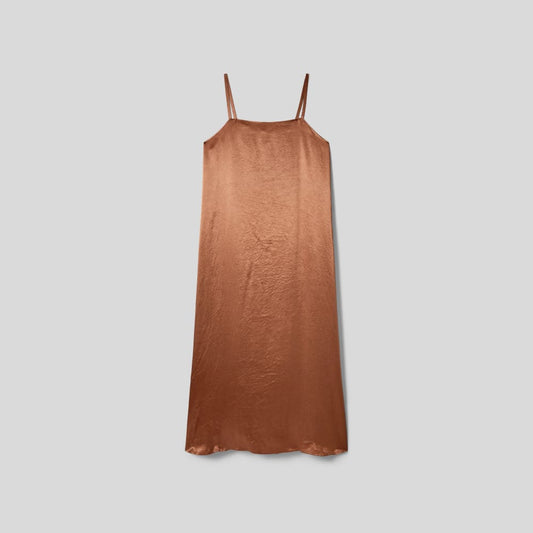 The Satin Square-Neck Slip Dress | Carob Brown