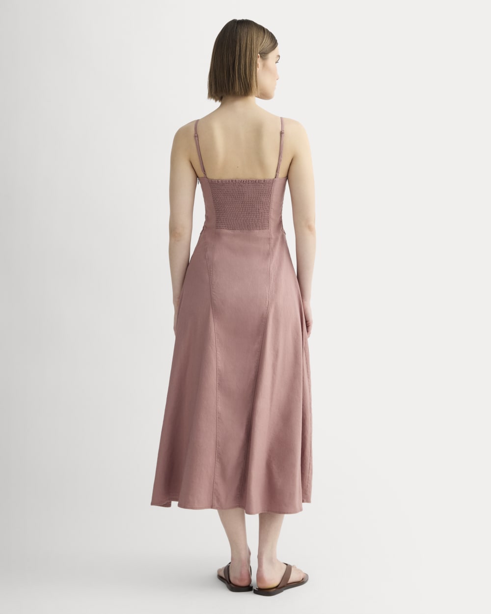 The Seamed Dress in Stretch Linen | Rose Dusk