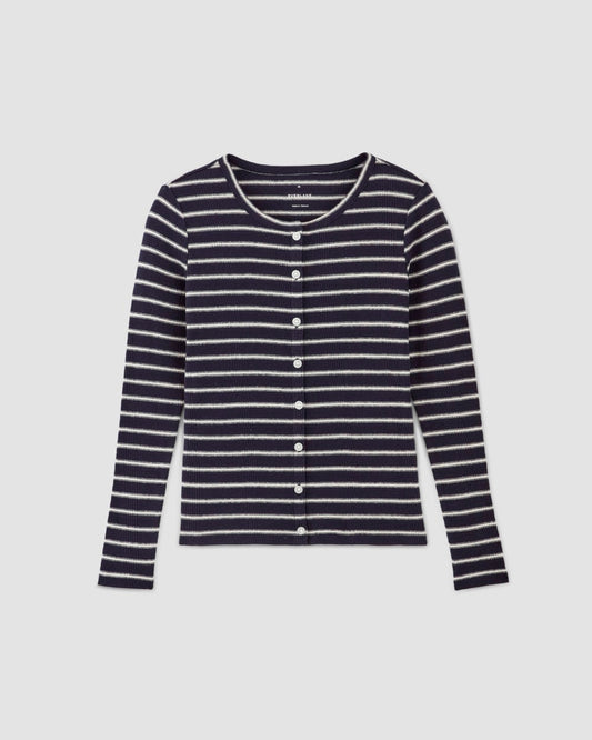 The Vintage Rib Cardigan | Navy / Bone