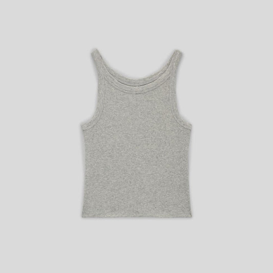 The Supima® Micro-Rib Cropped Tank | Heather Grey