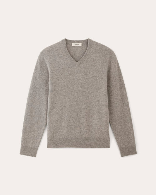 The Cashmere V-Neck Sweater | Light Heather Grey