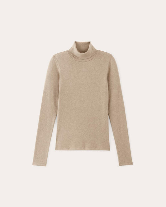 The Luxe Rib Turtleneck | Heathered Tan