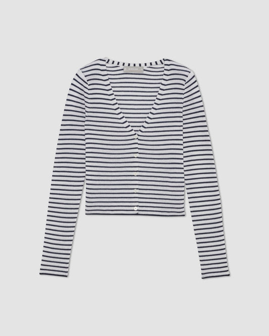 The Cardigan in Ultrasoft Merino | Bone / Navy