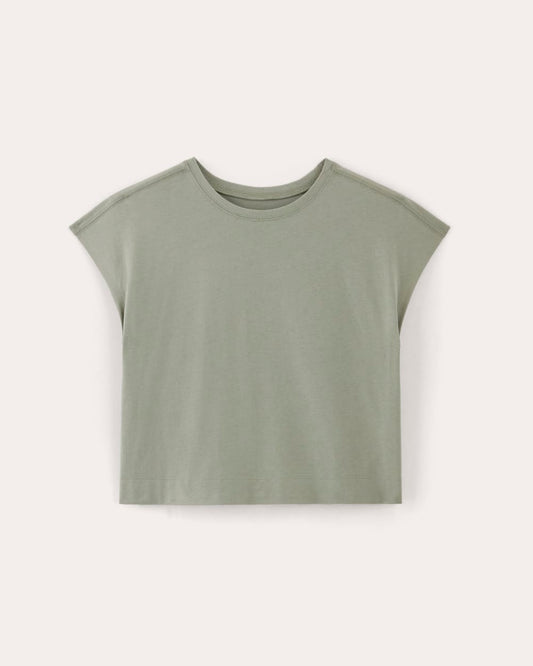The Muscle Cropped Tee in Essential Cotton | Sage Green