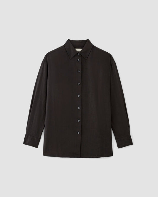 The Boyfriend Shirt in Linen | Black