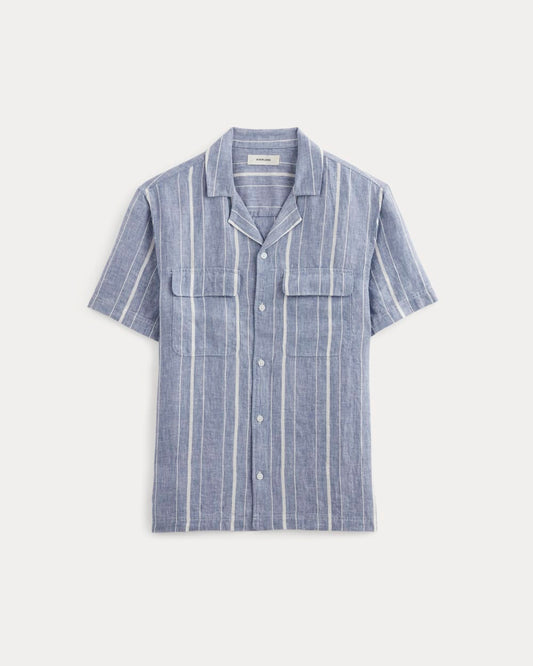 The Resort Shirt in Linen | Dutch Blue / Bone