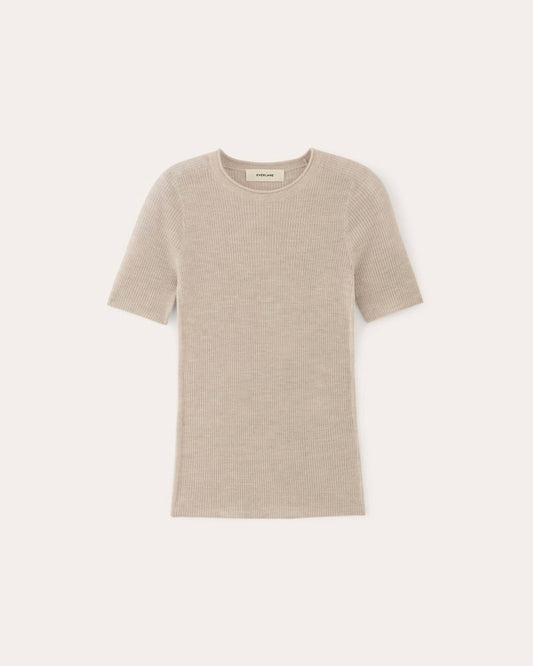 The Sweater Tee in Ultrasoft Merino | Heather Oatmeal