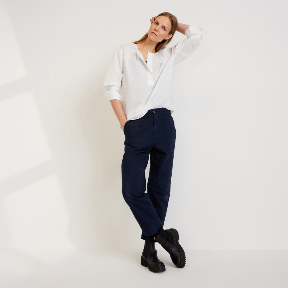 The Organic Cotton Herringbone Pant | Navy