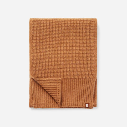 The Felted Merino Waffle-Knit Scarf | Deep Camel
