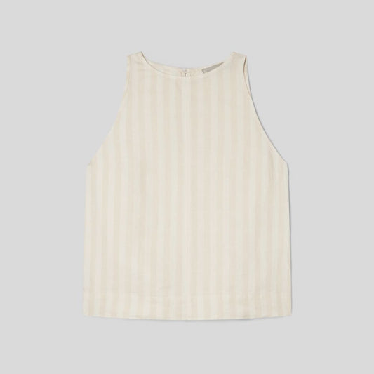 The Linen High-Neck Tank | Brazilian Sand / Canvas Tan