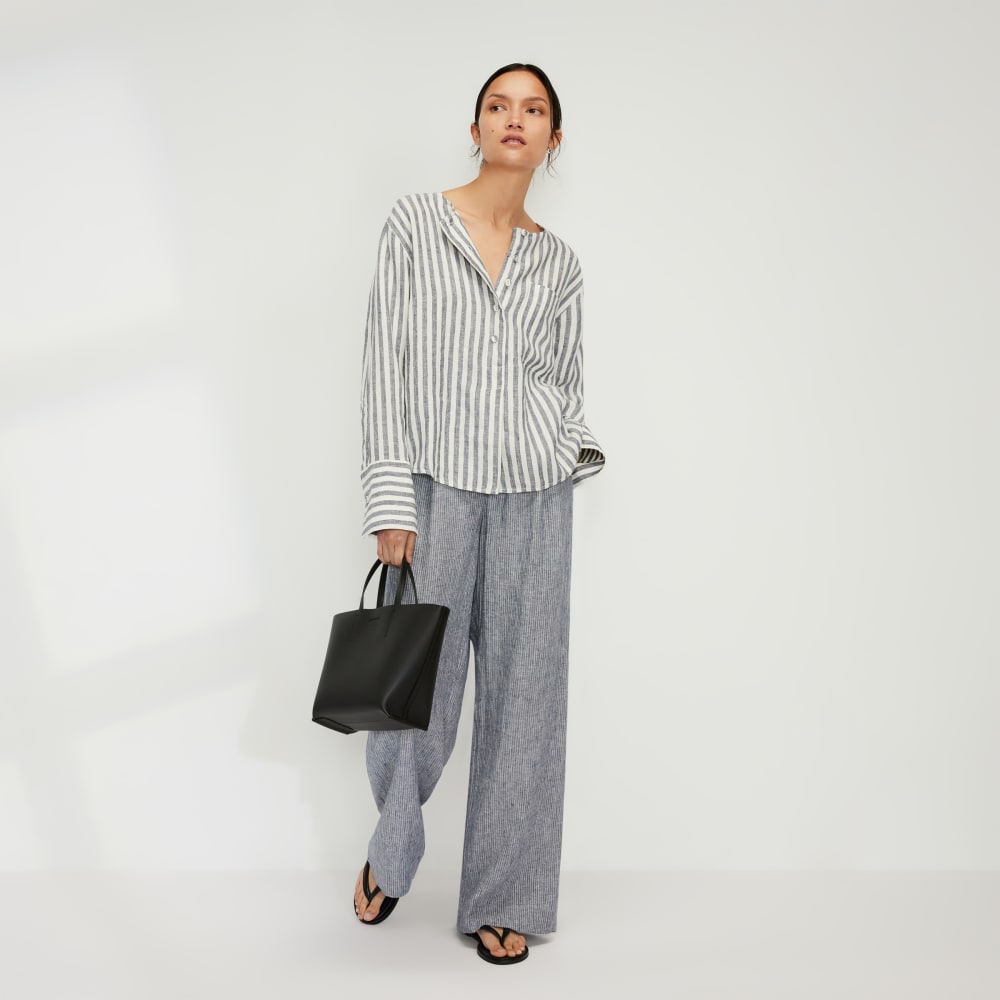 The Linen Popover Shirt | Bone / Navy