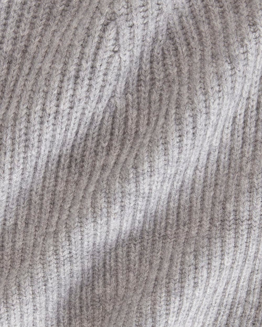 The Cashmere Fine Rib Beanie | Heathered Grey