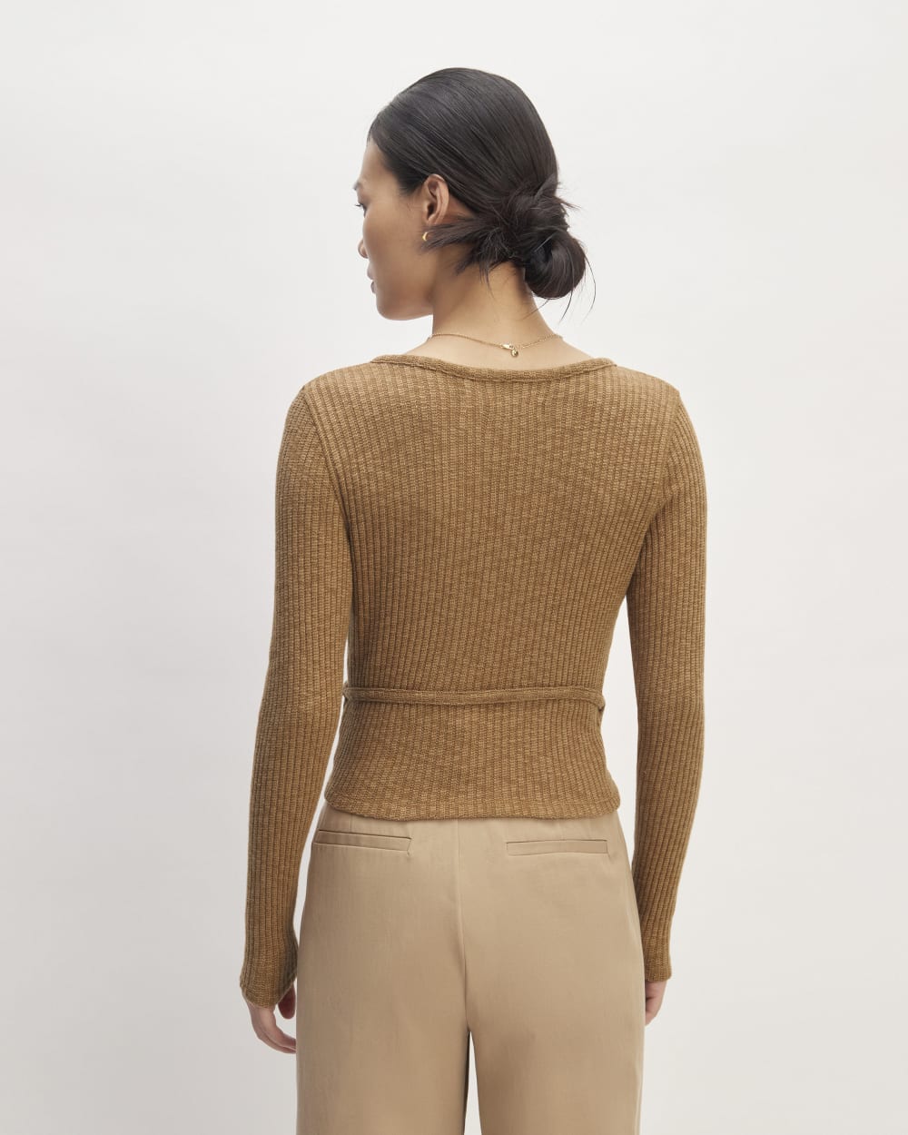 The Cozy Rib Wrap Top | Cappuccino