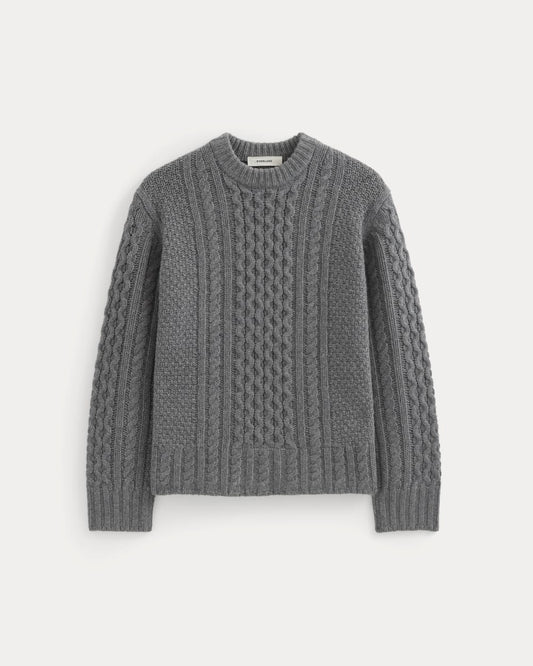 Cable Sweater in Luxe Merino | Heathered Mid-Grey