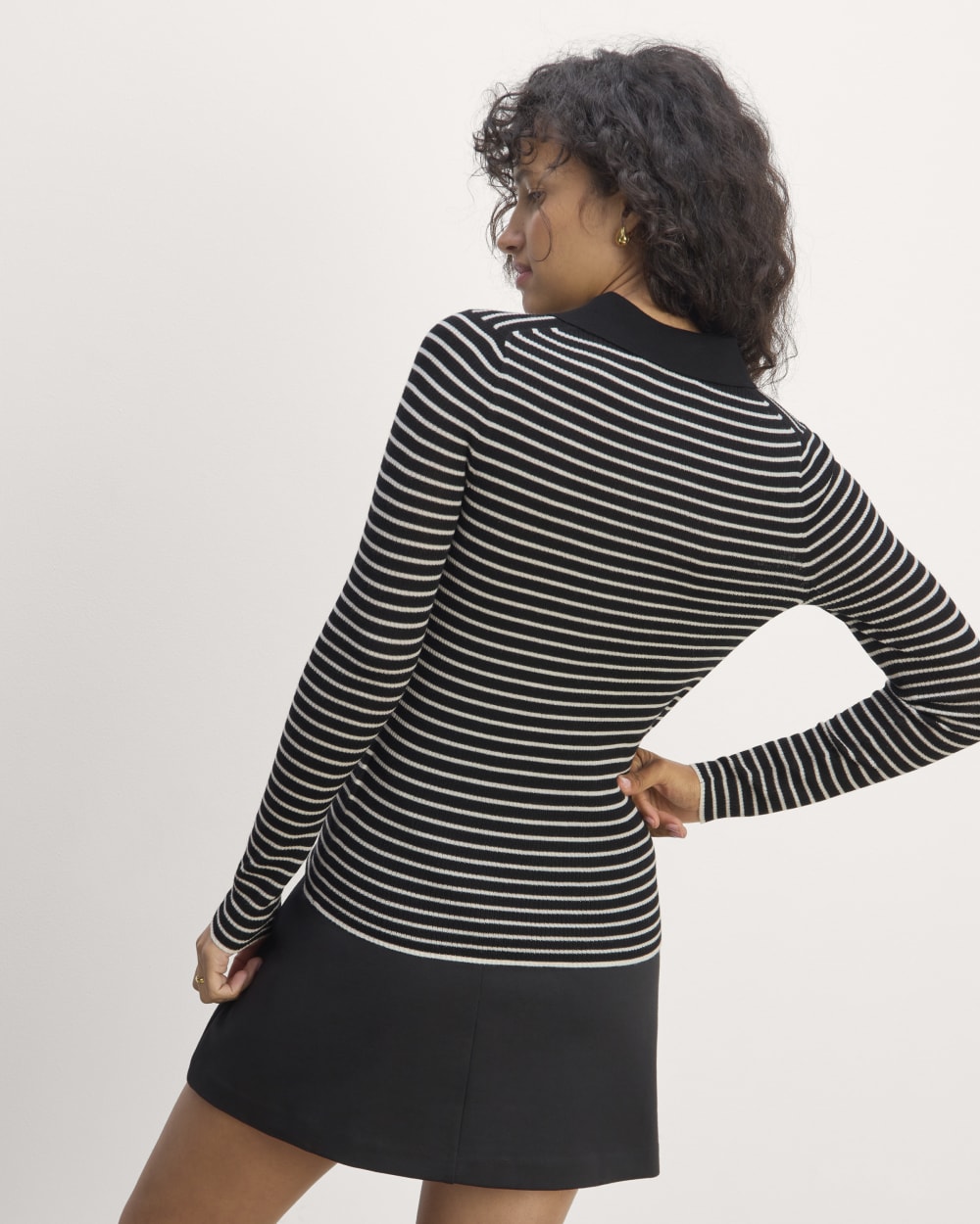 The Polo in Ultrasoft Merino | Black / Bone