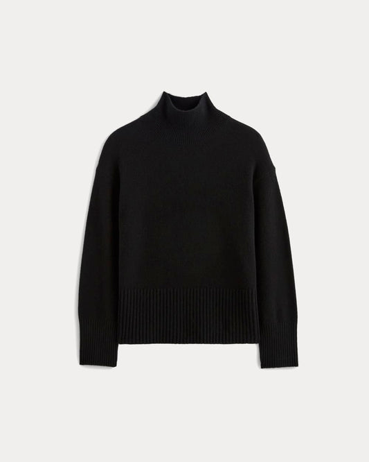 The Boxy Turtleneck in Cashmere | Black