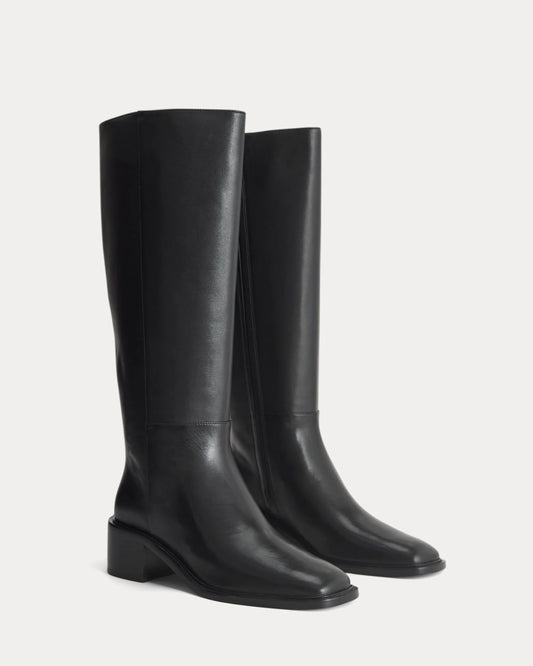 Leather Knee-High City Boot | Black
