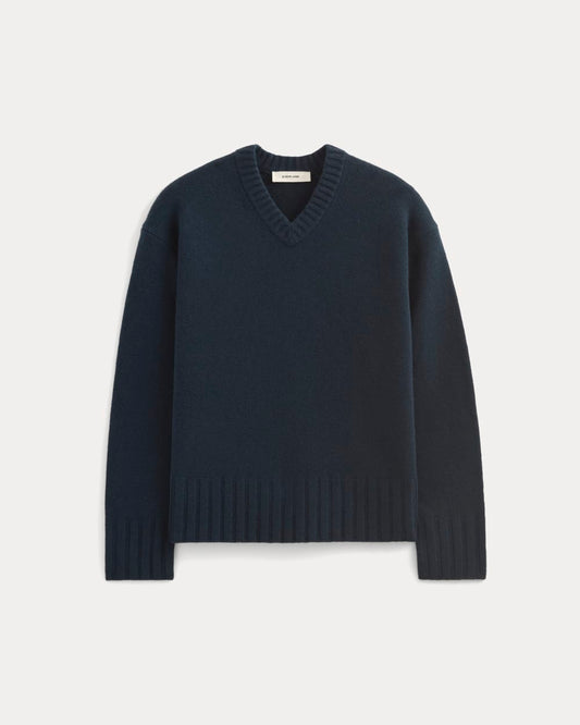 V-Neck Sweater in Extrafine Luxe Merino | Navy