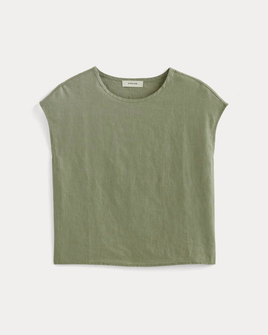 The Muscle Top in Linen | Sage Green