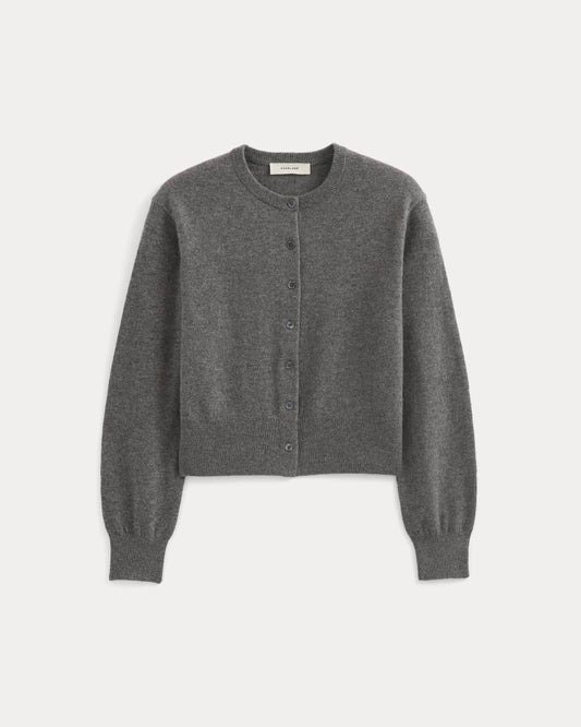 Cashmere Cropped Cardigan | Heather Charcoal