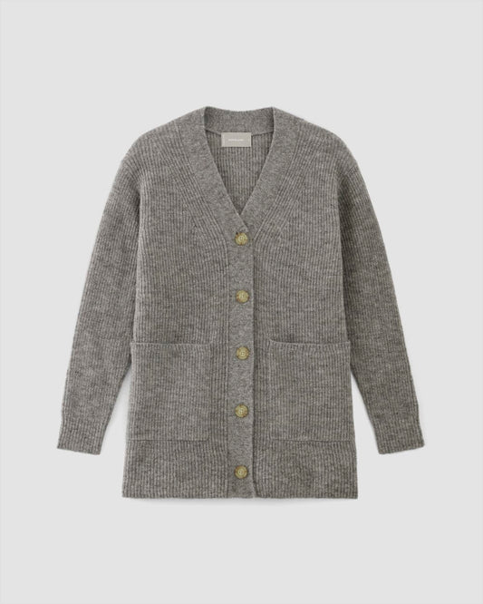 The Oversized Alpaca Pocket Cardigan | Heathered Stone