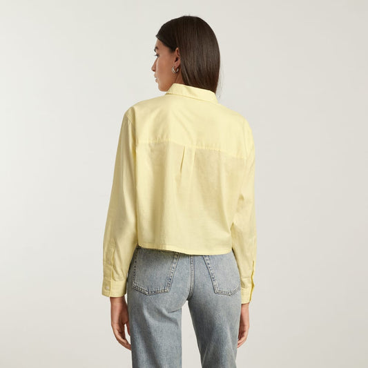 The Way-Short Shirt in Silky Cotton | Pastel Yellow