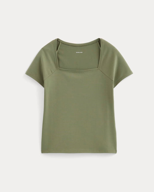 The Form Square-Neck Top | Lichen Green