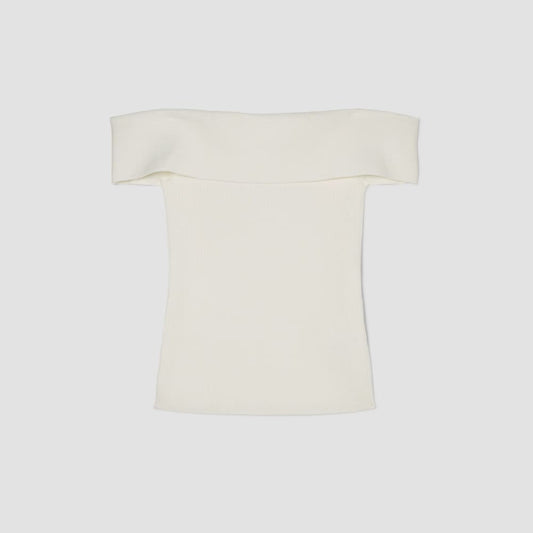 The Ribbed Cotton Off-The-Shoulder Top | Bone
